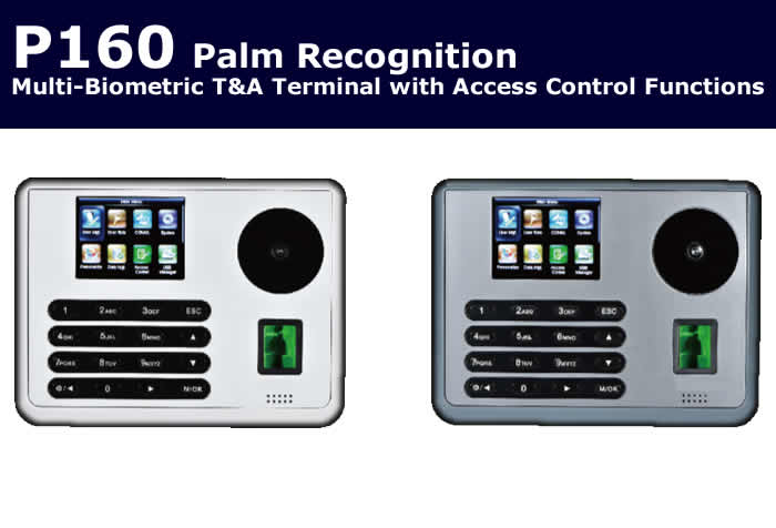 P160 Palm Recognition Multi-Biometric T&A Terminal with Access Control Functions-multibiometric